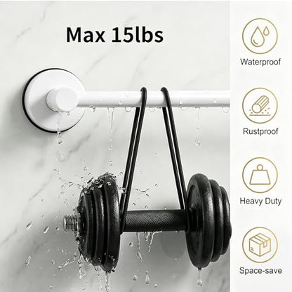 Towel Racks for Bathroom Suction Cup Towel Bar 14.6-24in Adjustable | No Drill Bathroom Towel Holder, Stainless Steel Construction, Heavy Duty Wall Mounted (white) - color: White