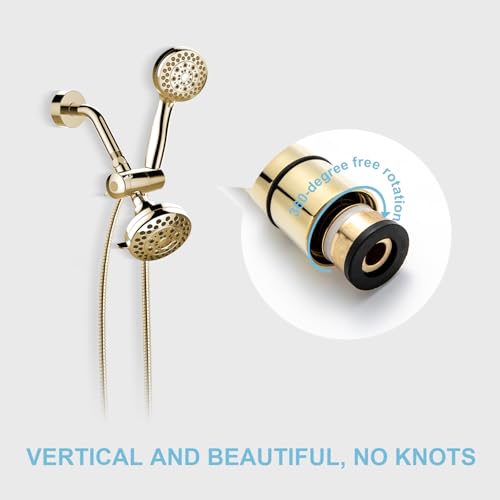 OFFO Shower Hose, 60 in Kink Free Stainless Steel Shower Hose Attachment Electroplating Handheld Shower Head Hose Flex Hoses Extension with Brass Insert & Nut for Pet Bathing Cleaning, Gold - color: Gold, size: 60 in