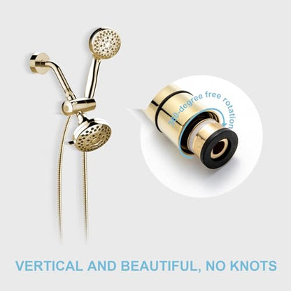 OFFO Shower Hose, 80 in Kink Free Stainless Steel Shower Hose Attachment Electroplating Handheld Shower Head Hose Flex Hoses Extension with Brass Insert & Nut for Pet Bathing Cleaning, Gold - color: Gold, size: 80 in