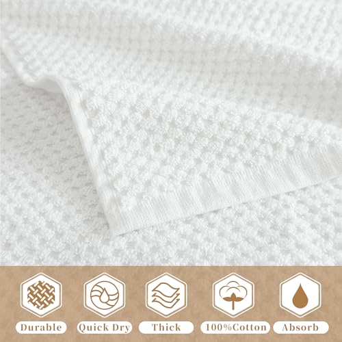 VOOVA & MOVAS Popcorn Textured Hand Towels, 4PC Large 16" x 28", 100% Cotton | Thick | Quick Dry | Absorbent, Hand Towels for Showering, Bathroom Essentials, Ivory - size: 4PC Hand Towels (16"x28")