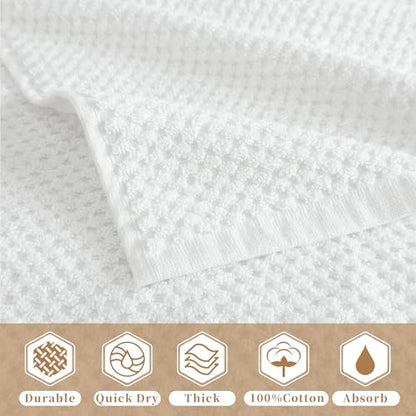 VOOVA & MOVAS Off-White Washcloths (6PC, 12"x12") - 100% Cotton | Thick | Quick Dry | Absorbent, Towels for Face, Fluffy Wash Cloths for Bathroom, Popcorn Weave Washcloths, Off-White - size: 6PC Washcloths (12"x12")