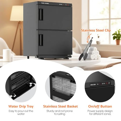 Double Hot Towel Warmer for SPA Professional Towel Heater Machine for Bathroom Salon Barber Estheticians 32L,Black