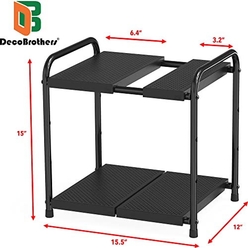 Deco Brothers Under Sink 2 Tier Expandable Shelf Organizer, Black - color: Black