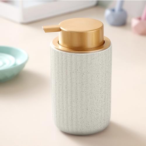 Soap Dispenser Ceramic with Easy-to-Press Pump Hand Lotion Liquid Soap Dispenser for Bathroom Kitchen - color: Liquid-stripe