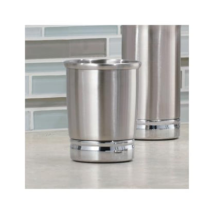 iDesign Stainless Steel Bathroom Countertop or Vanity Storage-Set of 2-Split Finish Tumbler - style: Pack of 2