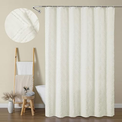 Solid Cream Fabric Shower Curtain for Bathroom, Farmhouse Boho Shower Curtain- Soft Cloth & Hotel Spa Quality, Machine Washable Shower Curtains Sets with 12 Hooks, Grommets Top, 72Wx78L - color: Cream, size: 72"W x 78"L (Pack of 1)