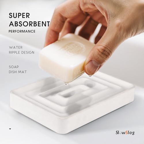 2 Pack Diatomite Soap Trays, Fast Drying Stone Soap Dishes, Soap Holders | Natural Diatomaceous Earth Stone Soap Holders, Quick-Dry Rectangular Soap Savers for Bath & Kitchen, White - color: White/Square, size: 2-Pack