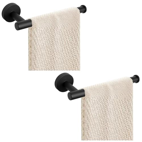 2-Piece Hand Towel Holder - 9" Modern Design Towel Ring, Thicken SUS 304 Stainless Steel Towel Holder for Bathroom Wall, Contemporary Hand Towel Rack - Matte Black - color: Matte Black, size: 2PCS