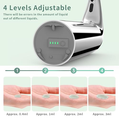 Automatic Liquid Soap Dispenser, 4-Level,Rechargeable | Plastic,13.5oz/400ml Silver Touchless Electric Hand & Dish Countertop Soap Dispensers with Sensor for Bathroom,Kitchen Sink - color: Silver, style: Rechargeable