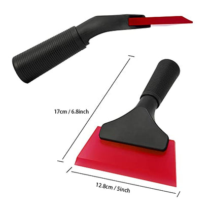 FOSHIO Small Squeegee with 5 Inch Rubber Blade Mini Wiper Window Tinting Tools for Mirror Glass Window Cleaner with Non-Slip Handle (Red Blade) - color: Red Blade