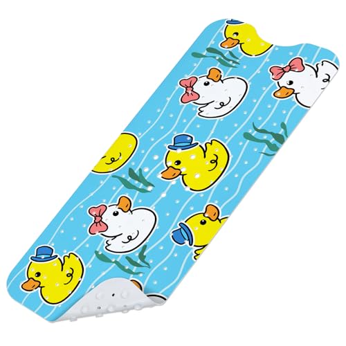 Baby Bath Mat for Tub, Non Slip Kids Bath Shower Mat, Duck | 40 X 16 Inch Large Bathtub Mat with Drain Holes and Suction Cups for Toddlers · Machine Washable and Waterproof - color: Duck