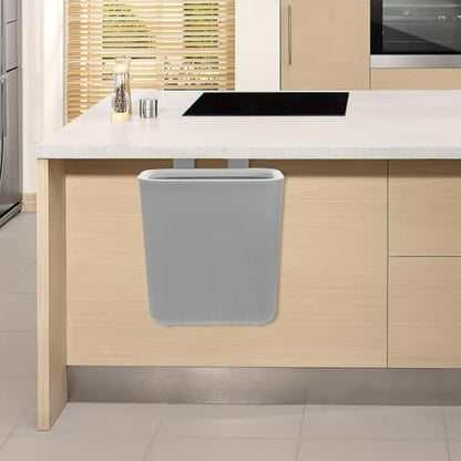 Hanging Trash Can for Home Kitchen Cabinet, Wall-Mounted Plastic Waste Bin with Gray Compression Ring, Space-Saving Storage Container for Bathroom Bedroom Use