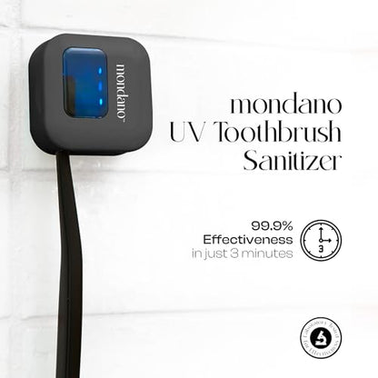 Mondano UV-C Toothbrush Sanitizer and Holder, Toothbrush Case - Manual/Electric Toothbrush Cover for Any Toothbrush Head - Rechargeable Toothbrush Travel Case, Tooth Brush Cover Cap for Home - color: Midnight Black