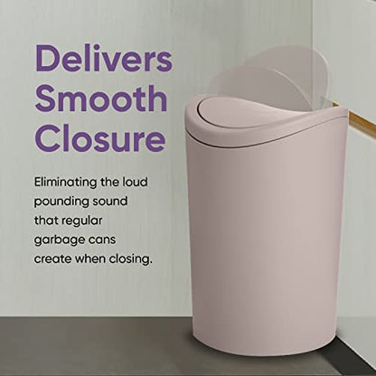Superio Mini Bathroom Trash Can with Lid, Modern Mini Waste Bin with Swing Lid (1 1/2 Gallon, 6 Liter) Plastic Garbage Can for Kitchen, Bathroom, Bedroom, Office, Under Desk (1, Taupe) - color: Taupe