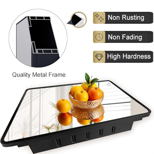 Black Medicine Cabinet 22x28 inch, Bathroom Mirror with Storage, Recessed or Wall Mounted Farmhouse Cabinets, Metal Framed Adjustable Shelves, One Door Open Left or Right - size: 22x28