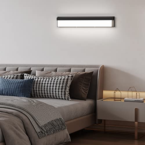 LED Bathroom Vanity Light Fixture Over Mirror 32.3 inch Modern Rectangle Black Matte Metal Lighting Bar 4000K Daylight Wall Sconce (Black) - color: Black, size: 32 inch