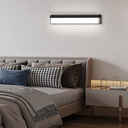 LED Bathroom Vanity Light Fixture Over Mirror 32.3 inch Modern Rectangle Black Matte Metal Lighting Bar 4000K Daylight Wall Sconce (Black) - color: Black, size: 32 inch