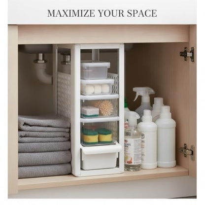 Telescopic Shelf Organizer, Adjustable Stainless Steel Cabinet Divider for Under Sink, Kitchen, Bathroom, and Closet Storage - size: 9.84 x 4.72 x 4.13 in