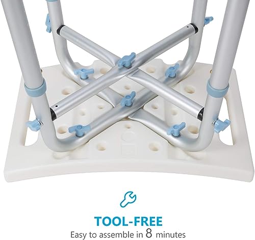 Bath Bench Without Back,500lbs Bath Bench Shower Tub Bench Without Back, Adjustable Shower Chair Non-Slip Bath Safety Seat, Bathtub Stool for Seniors Elderly Disabled, White (HL5109)