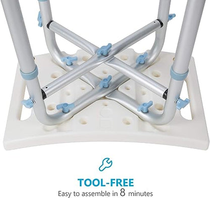 Bath Bench Without Back,500lbs Bath Bench Shower Tub Bench Without Back, Adjustable Shower Chair Non-Slip Bath Safety Seat, Bathtub Stool for Seniors Elderly Disabled, White (HL5109)