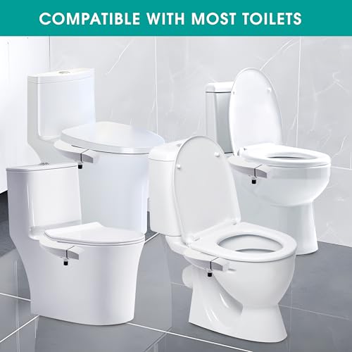 Ultra-Slim Bidet Attachment for Toilet, Dual Nozzle (Frontal & Rear Wash) with Self-cleaning, Non-Electric Bidet Toilet Seat Attachment with Adjustable Water Pressure, White