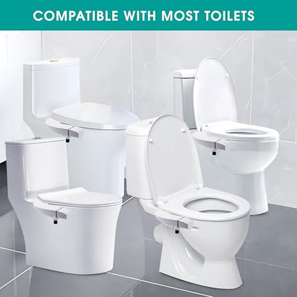 Ultra-Slim Bidet Attachment for Toilet, Dual Nozzle (Frontal & Rear Wash) with Self-cleaning, Non-Electric Bidet Toilet Seat Attachment with Adjustable Water Pressure, White