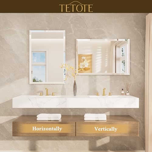 TETOTE 60" x 36" Rectangle Tempered Mirror with Frameless Beveled Edge for Vanity and Bathroom - size: 36"L x 60"W