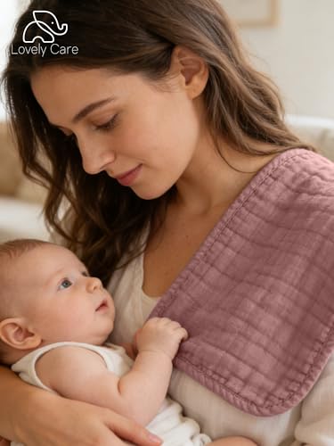 Lovely Care 12 Pack Muslin Burp Cloths 100% Cotton Muslin Cloths Large 20''x10'' Extra Soft and Absorbent Baby Burping Cloth - Warm Clay - color: Warm Clay, size: 10x20 Inch (Pack of 12)