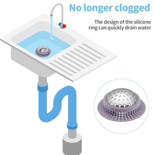 Aluvor Bathtub Drain Hair Catcher Shower Drain Cover Sink Drain Protector | Bathroom Sink & Bathtub Drain Strainer for Pop-Up & Regular Drains, purple - size: Large-Purple