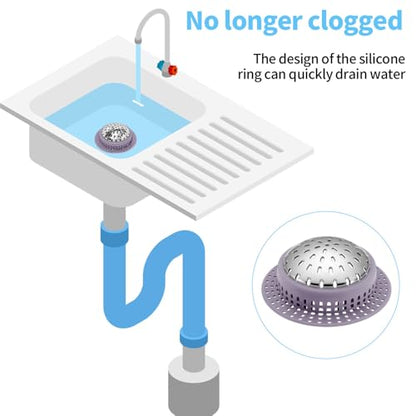 Aluvor Bathtub Drain Hair Catcher Shower Drain Cover Sink Drain Protector | Bathroom Sink & Bathtub Drain Strainer for Pop-Up & Regular Drains, purple - size: Large-Purple
