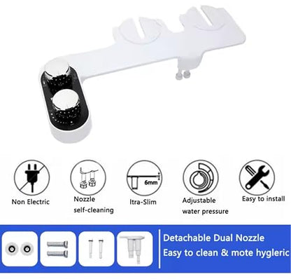 Bidet Attachment for Toilet, Self Cleaning Bidet Attachment with Adjustable Cold Water Pressure, Front and Rear Wash for Women and Men, Premium Bathroom Accessory by anees