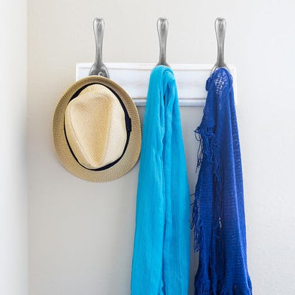 Coat Hooks 5 Pack - Heavy Duty Wall Mounted Brushed Nickel Door Hooks Double Prong Hooks for Hanging Clothes/Towels - Sturdiness Design with Better Mounting System - color: Brushed Nickel