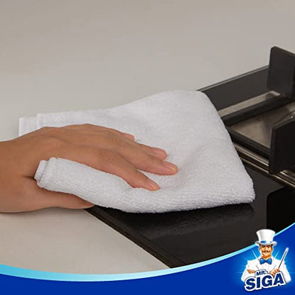 MR.SIGA Microfiber Cleaning Cloths, Streak Free Microfiber Towels, 12 Pack | All-purpose microfiber cloths, ultra absorbent, reusable household cleaning towels, White 32 x 32 cm(12.6 x 12.6 inch) - color: White