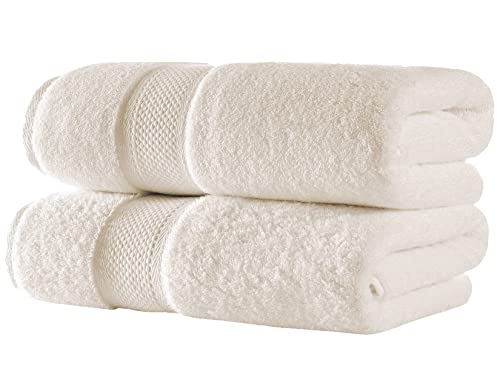 BAGNO MILANO Turkish Towels Hotel-Spa Towel Set, 100% Turkish Cotton | Ultra Soft Plush Absorbent Towels Set (Cream, Bath Towel Set of 2) - color: Cream, size: Bath Towel Set of 2