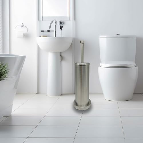 Brushed Nickel Toilet Bowl Brush with Holder, Durable Bathroom Cleaning Tool, Modern Design for Easy Toilet Maintenance, Bathroom Cleaner Brush for Efficient Cleaning and Hygiene - color: Brushed Nickel
