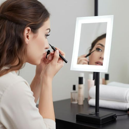 JERDON Lighted Makeup Mirror with 5X Magnification - Black - JRT910BKL | 6.5" x 9" Rectangular Frame, LED Lighting, 17" Tall - color: Black