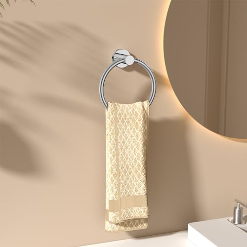 FORIOUS Towel Ring, SUS304 Stainless Steel Hand Towel Holder, Chrome | Modern Hand Towel Holder Rack Hanger Round for Bathroom Wall Mounted, Ideal for Bathroom, Kitchen, RV - color: Chrome