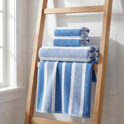Premium 5-Piece Bath Towel Set | 100% Microfiber Ultra Soft & Quick Dry | Large Bath Towels, Hand Towels & Washcloths for Bathroom, Spa, Gym, | 1 Bath, 2 Hand, 2 Washcloths | Blue - color: Blue, size: 5 Pcs