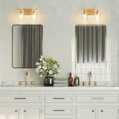 VONLUCE 2 Light Bathroom Vanity Light Fixture,Brushed Gold | Wine Glass Shades, E26 Sockets, Easy to install, Vanity Lights for Bathroom Bedroom Hallway Living Room - color: Gold, size: 2-Light