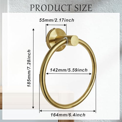 Brushed Gold Towel Ring, Stainless Steel, 1 Pack | Hand Towel Holder, Modern Rack Hanger, Round, Bathroom Wall Mounted - color: Brushed Gold, size: 1 Pack