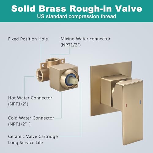 Waterfall Wall Mount Tub Faucet Bathroom Bathtub Faucet Sink Faucet Single Handle Tub Filler Rough-in Valve Included Brushed Gold Modern Basin Mixer Tap