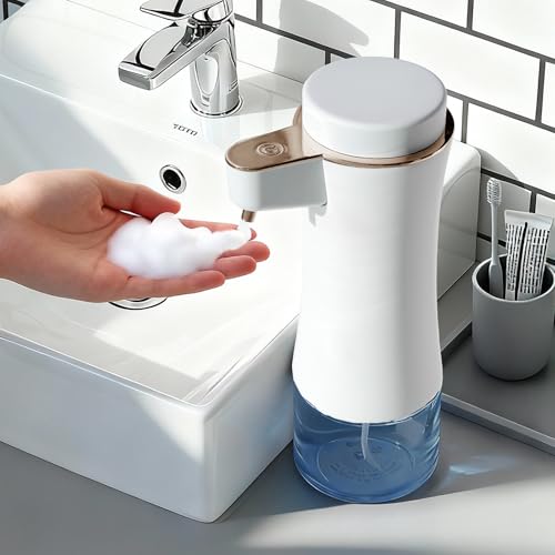 Automatic Soap Dispenser, Hands-Free Touchless Foam Soap Dispenser, Long Battery Life, Adjustable Volume, Modern Electric Hand Soap Dispenser for Bathroom Kitchen, 11oz/320ML, White