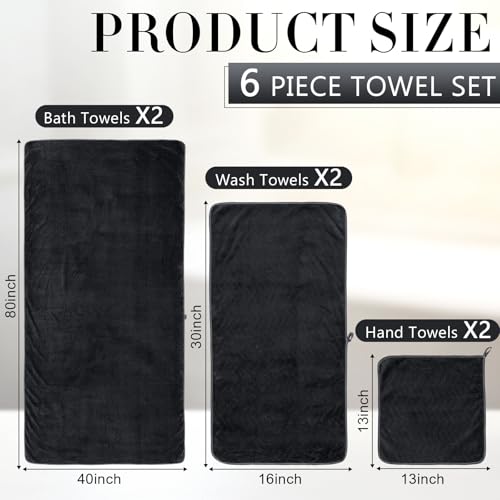 SmoothNovelty Set of 6 Extra Large Bath Towel 40 x 80 Inches Oversized Bath Sheet with 2 Shower Towels 2 Hand Towels 2 Washcloths for Adults Bathroom Spa Gym Quick Dry(Chevron Design,Dark Gray) - color: Dark Gray
