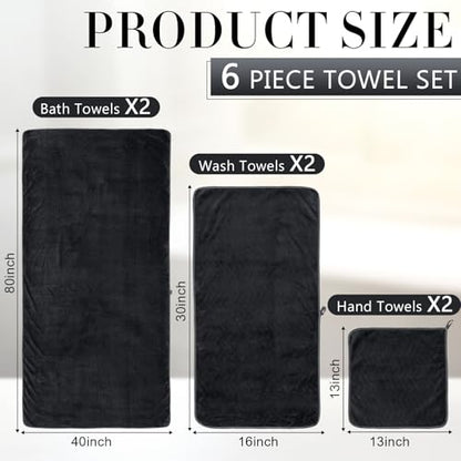 SmoothNovelty Set of 6 Extra Large Bath Towel 40 x 80 Inches Oversized Bath Sheet with 2 Shower Towels 2 Hand Towels 2 Washcloths for Adults Bathroom Spa Gym Quick Dry(Chevron Design,Dark Gray) - color: Dark Gray