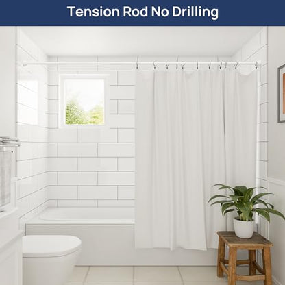 ENJOYBASICS 2 Pack Tension Curtain Rod, 32-78" Adjustable, Stable, White | Secure Hold with Strong Spring & Non-Slip Ends, No-Drill, No Tools, Sag-Resistant, Waterproof, Fits Windows, Showers & Closet - color: White, size: 32-78"