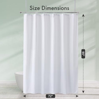 Extra Long Shower Curtain Liner Washable 72x90 Inches, Tall Shower Liner Fabric with 2 Bottom Stones, Waterproof 2-in-1 Shower Curtain and Liner, 12 Grommet Holes, Hotel Quality, White - color: White, size: 72"W x 90"L (Pack of 1)