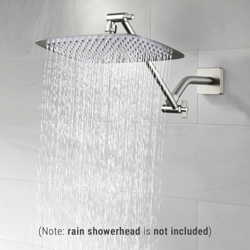 G-Promise 11 Inch Shower Extender with 6Inch Arm and Flange(Brushed Nickel) | Solid Brass Construction, Height and Angle Adjustable, Standard Connection Thread, All Installation Tools Included - color: Brushed Nickel, style: 11 Inch