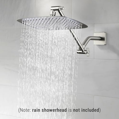 G-Promise 11 Inch Shower Extender with 6Inch Arm and Flange(Brushed Nickel) | Solid Brass Construction, Height and Angle Adjustable, Standard Connection Thread, All Installation Tools Included - color: Brushed Nickel, style: 11 Inch