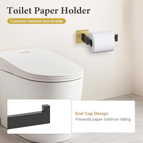 TURS 5-Piece Bathroom Hardware Set Matte Black and Gold Towel Bar Set Bath Towel Holder Sets SUS 304 Stainless Steel Wall Mounted Towel Rack Sets for Bathroom. - color: Black&gold, size: Set D