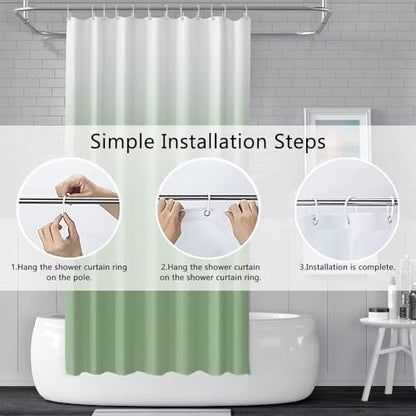 Ombre Light Green Stall RV Shower Curtain with Hooks 36x72inches | Machine Washable Waterproof, Modern Solid Boho Gradient, Bathroom Dorm Hotel Room Divider, Easy to Install, Window Curtain - color: Light Green, size: 36"W x 72"L (Pack of 1)